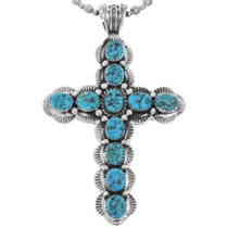 Natural Turquoise Sterling Silver Cross Pendant 19492
