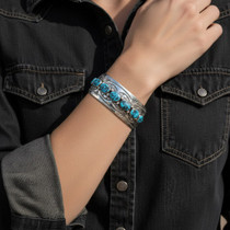 Turquoise Nugget Sterling Silver Southwest Cuff Womens 18393