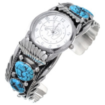 Turquoise Silver Boys Watch Cuff Navajo Made 15078