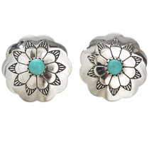 Navajo Turquoise Silver Concho Earrings 20732