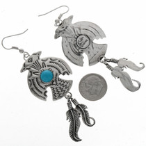 Turquoise Feather Silver Earrings 23839