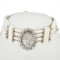 Indian Silver Concho Bone Choker 15244