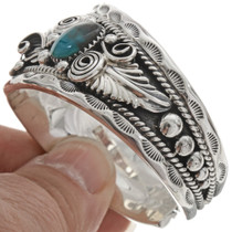 Navajo Turquoise Coral Sterling Cuff 21931