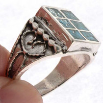 Navajo Inlaid Mens Signet Ring 25516