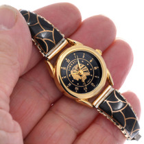 Zuni Inlay Black Jet 12KGF Gold Watch 24467
