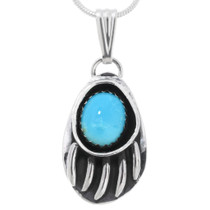 Southwest Turquoise Silver Bear Paw Pendant 29260