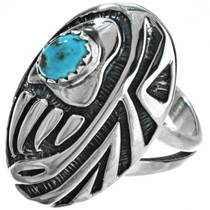 Turquoise Ladies Ring Overlaid Bear Paw 29751