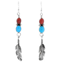 Turquoise Coral French Hook Earrings 22155