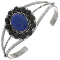 Lapis Onyx Navajo Silver Bracelet 27396