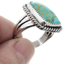 Navajo Silver Twist Wire Turquoise Ring 29437