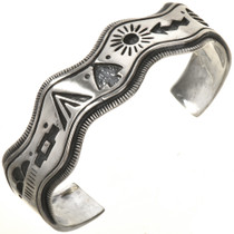 Silver Overlaid Cuff Wave Bracelet 28720