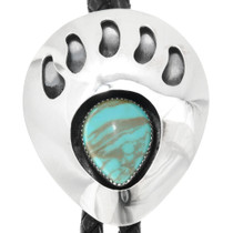 Turquoise Silver Bear Paw Bolo Tie 27398