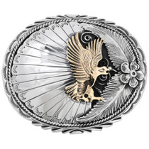 Navajo Gold Silver Belt Buckle 14764