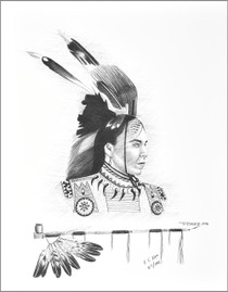 Native Indian Brave Peace Pipe Print 17204