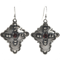 Garnet Silver Cross Dangle Earrings 28852
