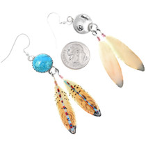 Blue Turquoise Feather Earrings 25389