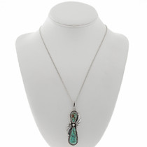 Navajo Turquoise Silver Fan Pendant 27791