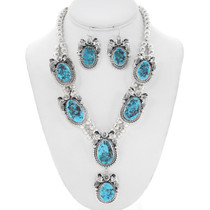 Sterling Silver Turquoise Necklace Set 25805