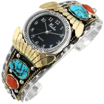 Native American Turquoise Coral Watch 24357