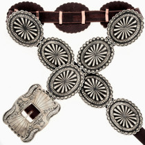 Native American Silver Concho Belt 15793