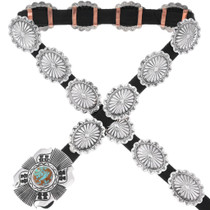 Navajo Turquoise Sterling Silver Concho Belt 29762