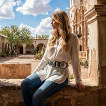 Nevada Turquoise Navajo Silver Concho Belt 13842