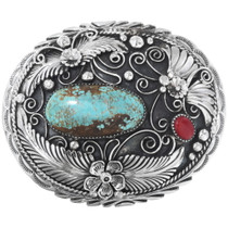 Number 8 Turquoise Sterling Silver Belt Buckle 28036