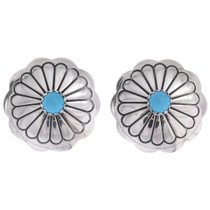 Navajo Hammered Concho Turquoise Earrings 20750