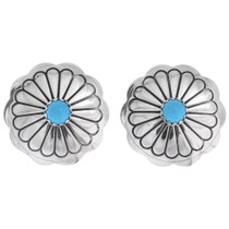 Navajo Hammered Concho Turquoise Earrings 20750