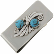 Spiderweb Turquoise Silver Money Clip