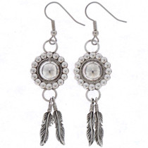 Silver Concho Feather Earrings 16355