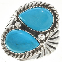 Two Stone Turquoise Mens Ring 25713