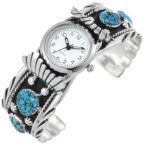 Turquoise Sterling Silver Navajo Watch Cuff 23380