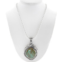 Large Turquoise Pendant With Bead Necklace 28674
