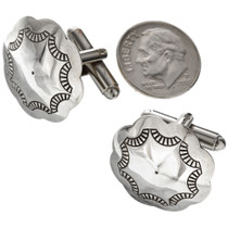 Navajo Hammered Silver Concho Cuff Links 20889