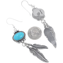 Navajo Turquoise Silver Dangle Earrings 27511