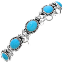Blue Turquoise Sterling Link Silver Bracelet 29095