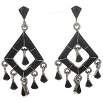 Inlaid Jet Dangle Earrings 12495