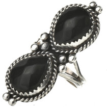 Onyx Silver Ladies Navajo Ring 28558