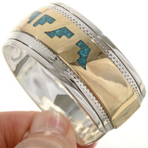 Turquoise Chip Inlay Gold Bracelet 17797