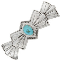 Embossed Silver Turquoise Hair Barrette 23264