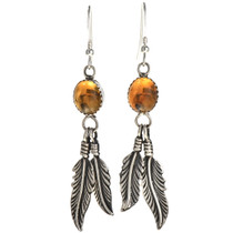 Citrine Silver Feather Earrings 29403