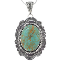 Number Eight Turquoise Sterling Navajo Pendant With Chain 25551