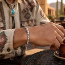 Navajo Sterling Double Twist Wire Bracelet 28395