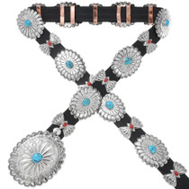 Navajo Coral Turquoise Concho Belt 13841