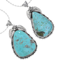 Large Turquoise Pendant Navajo Made 39669