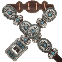 Turquoise Silver Navajo Concho Belt 27952