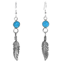 Turquoise Silver Feather Earrings 26377