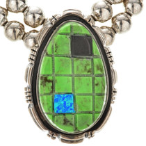 Green Gaspeite Opal Jet Necklace 29711