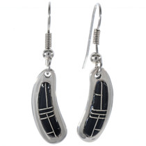 Inlaid Sterling Black Jet Dangle Earrings 18140